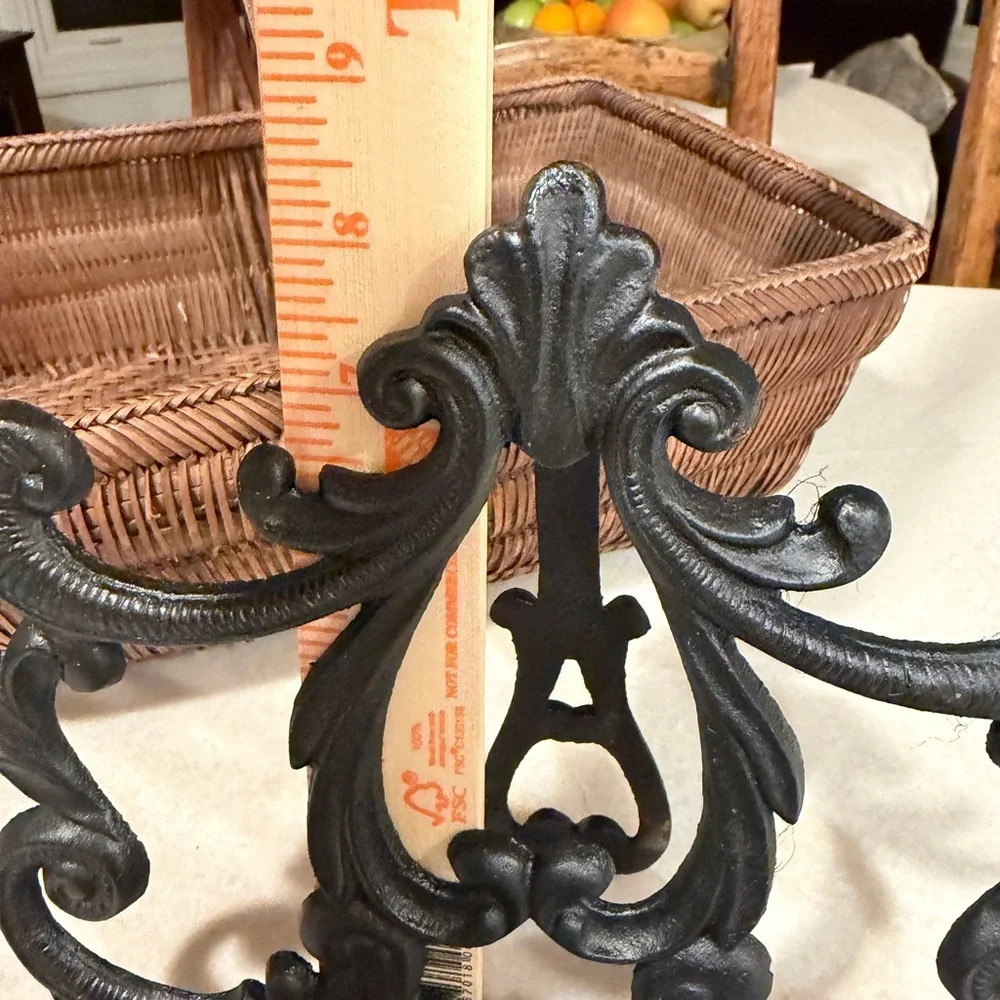 Elegant Heavy Black Iron Scroll Decorative stand for art